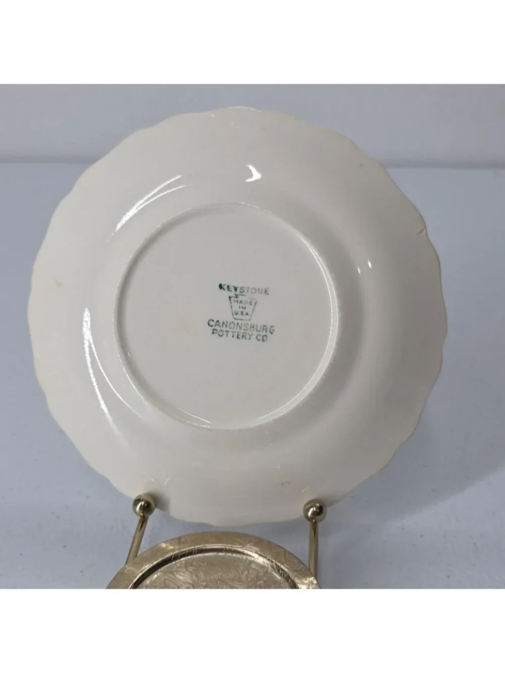 Vtg Keystone Canonsburg Pottery Co Pink Floral Tea Cup & Saucer 1950s Feminine